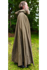 Cloakmakers.com 6048-Washable Greenish Brown Wool Blend Ranger Cloak w/ Brown Velvet Hood Lining & Bronze Tone Clasp