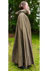 Cloakmakers.com 6048-Washable Greenish Heather Wool Blend Ranger Cloak w/ Brown Velvet Hood Lining & Bronze Tone Clasp