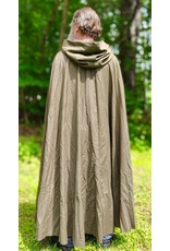 Cloakmakers.com 6048-Washable Greenish Brown Wool Blend Ranger Cloak w/ Brown Velvet Hood Lining & Bronze Tone Clasp