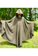 Cloakmakers.com 6048-Washable Greenish Brown Wool Blend Ranger Cloak w/ Brown Velvet Hood Lining & Bronze Tone Clasp
