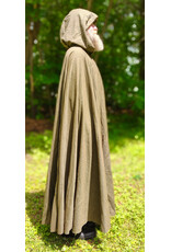 Cloakmakers.com 6048-Washable Greenish Brown Wool Blend Ranger Cloak w/ Brown Velvet Hood Lining & Bronze Tone Clasp