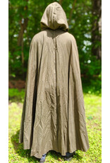 Cloakmakers.com 6048-Washable Greenish Brown Wool Blend Ranger Cloak w/ Brown Velvet Hood Lining & Bronze Tone Clasp