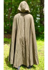 Cloakmakers.com 6048-Washable Greenish Heather Wool Blend Ranger Cloak w/ Brown Velvet Hood Lining & Bronze Tone Clasp