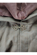 Cloakmakers.com 6048-Washable Greenish Brown Wool Blend Ranger Cloak w/ Brown Velvet Hood Lining & Bronze Tone Clasp