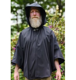 Cloakmakers.com 6049-Washable Short Black Lightweight Fleece Raincloak w/ Silver Tone Clasp