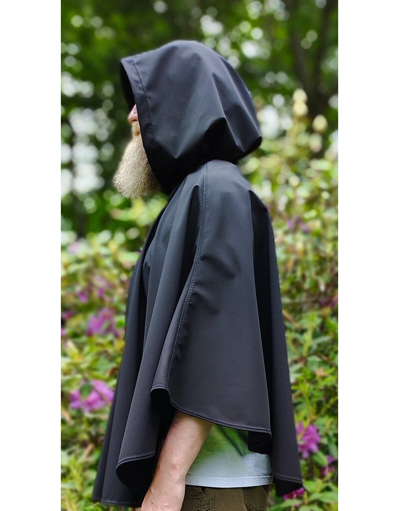 Cloakmakers.com 6049-Washable Short Black Lightweight Fleece Raincloak w/ Silver Tone Clasp