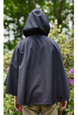 Cloakmakers.com 6049-Washable Short Black Lightweight Fleece Raincloak w/ Silver Tone Clasp