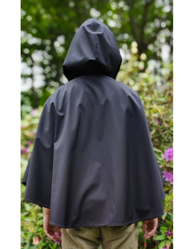 Cloakmakers.com 6049-Washable Short Black Lightweight Fleece Raincloak w/ Silver Tone Clasp