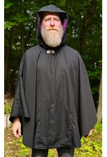 Cloakmakers.com 6051-Washable Black Woven Wool Blend Cloak w/ Purple Velvet Hood Lining & Interior Pockets