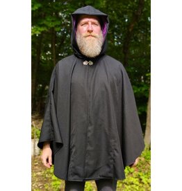 Cloakmakers.com 6051-Washable Black Woven Wool Blend Cloak w/ Purple Velvet Hood Lining & Interior Pockets