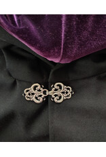 Cloakmakers.com 6051-Washable Black Woven Wool Blend Cloak w/ Purple Velvet Hood Lining & Interior Pockets