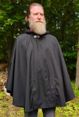 Cloakmakers.com 6051-Washable Black Woven Wool Blend Cloak w/ Purple Velvet Hood Lining & Interior Pockets