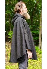 Cloakmakers.com 6051-Washable Black Woven Wool Blend Cloak w/ Purple Velvet Hood Lining & Interior Pockets