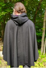 Cloakmakers.com 6051-Washable Black Woven Wool Blend Cloak w/ Purple Velvet Hood Lining & Interior Pockets