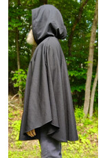 Cloakmakers.com 6051-Washable Black Woven Wool Blend Cloak w/ Purple Velvet Hood Lining & Interior Pockets