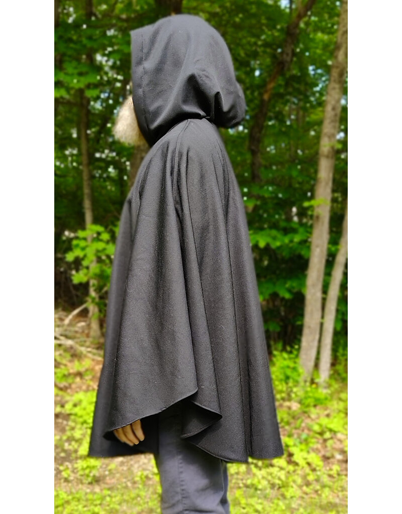 Cloakmakers.com 6051-Washable Black Woven Wool Blend Cloak w/ Purple Velvet Hood Lining & Interior Pockets