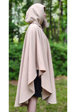 Cloakmakers.com 6054-Washable Beige Wool Cloak w/ Seafoam Green Velveteen Hood Lining & Owl Embroidery