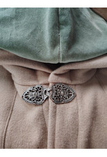 Cloakmakers.com 6054-Washable Beige Wool Cloak w/ Seafoam Green Velveteen Hood Lining & Owl Embroidery