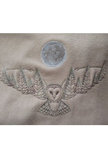 Cloakmakers.com 6054-Washable Beige Wool Cloak w/ Seafoam Green Velveteen Hood Lining & Owl Embroidery