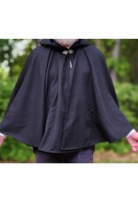 Cloakmakers.com 6055-Washable Short Black Wool Blend Cloak w/ Blue Velvet Hood Lining & Pockets
