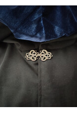 Cloakmakers.com 6055-Washable Short Black Wool Blend Cloak w/ Blue Velvet Hood Lining & Pockets