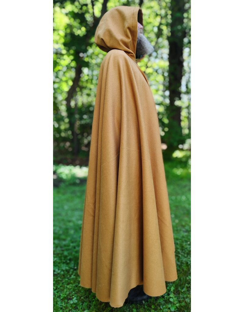 Cloakmakers.com 6028-Amber Gold  Wool Blend Cloak w/ Green Velvet Hood Lining