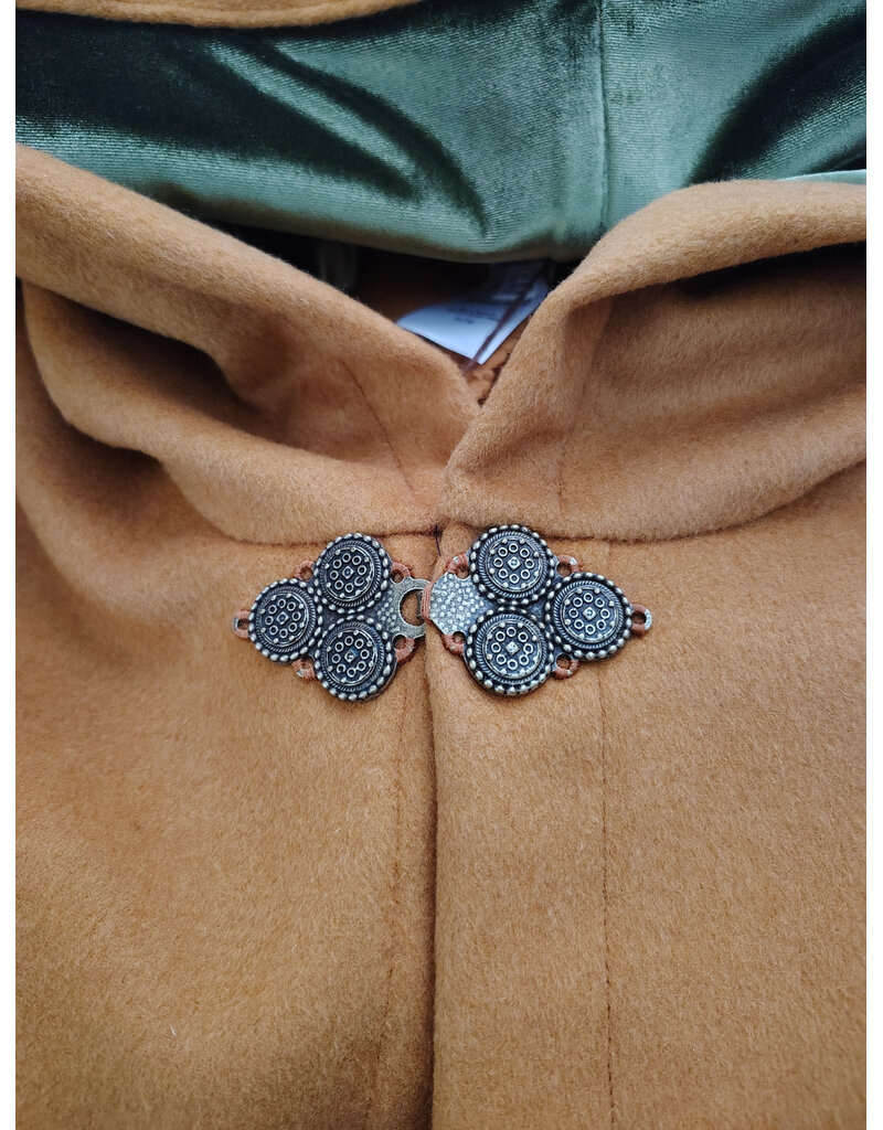 Cloakmakers.com 6028-Amber Gold  Wool Blend Cloak w/ Green Velvet Hood Lining