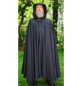 Cloakmakers.com 6056-Washable Almost Black Fleece Cloak w/ Silver Tone Clasp