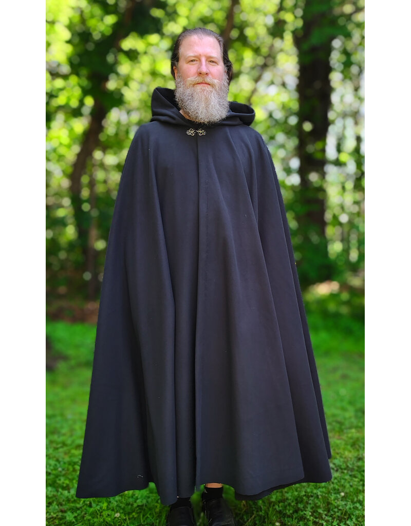 Cloakmakers.com 6056-Washable Almost Black Fleece Cloak w/ Silver Tone Clasp