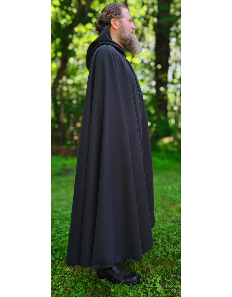 Cloakmakers.com 6056-Washable Almost Black Fleece Cloak w/ Silver Tone Clasp