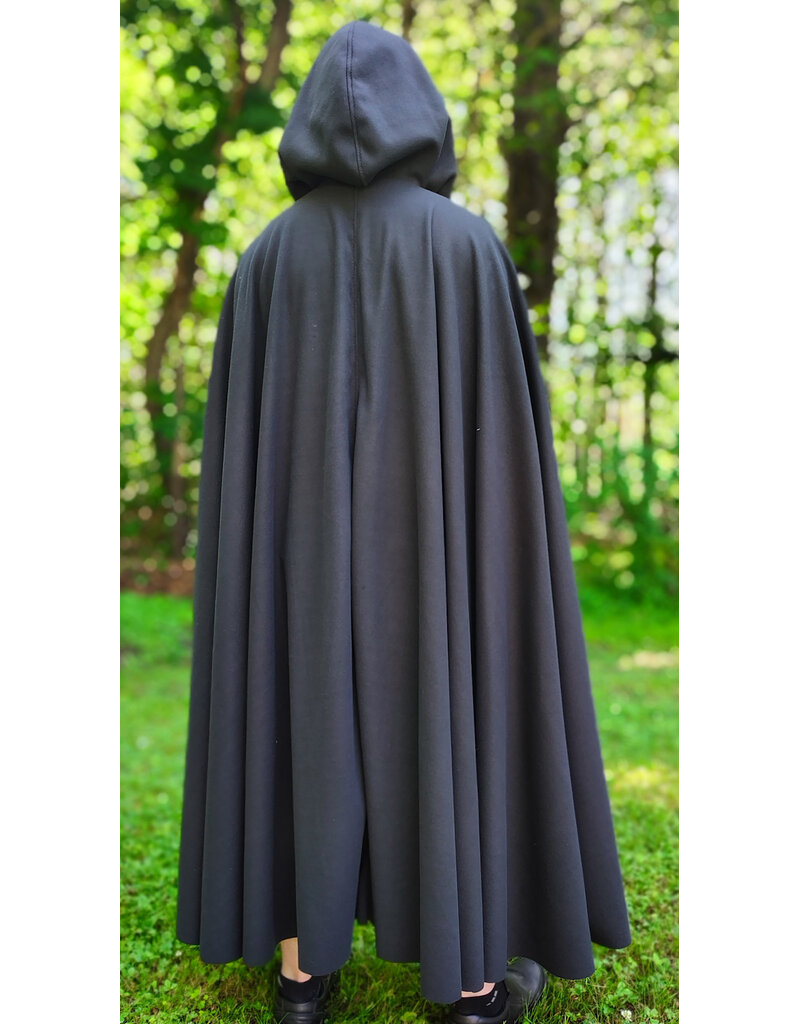Cloakmakers.com 6056-Washable Almost Black Fleece Cloak w/ Silver Tone Clasp