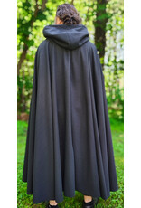 Cloakmakers.com 6056-Washable Almost Black Fleece Cloak w/ Silver Tone Clasp