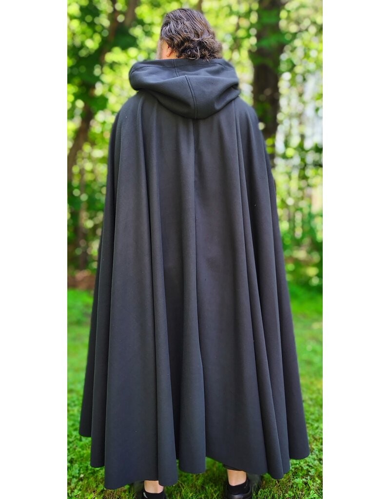 Cloakmakers.com 6056-Washable Almost Black Fleece Cloak w/ Silver Tone Clasp