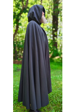 Cloakmakers.com 6056-Washable Almost Black Fleece Cloak w/ Silver Tone Clasp
