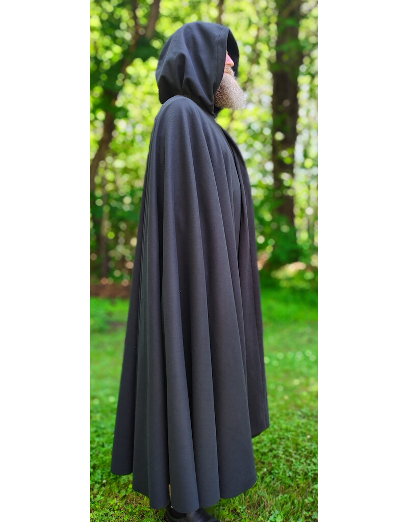 Cloakmakers.com 6056-Washable Almost Black Fleece Cloak w/ Silver Tone Clasp