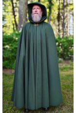 Cloakmakers.com 6057-Washable Long Green Fleece Cloak w/ Antique Bronze Tone Clasp