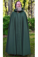 Cloakmakers.com 6057-Washable Long Green Fleece Cloak w/ Antique Bronze Tone Clasp