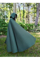 Cloakmakers.com 6057-Washable Long Green Fleece Cloak w/ Antique Bronze Tone Clasp