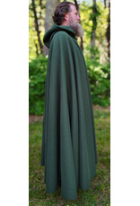 Cloakmakers.com 6057-Washable Long Green Fleece Cloak w/ Antique Bronze Tone Clasp