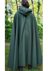 Cloakmakers.com 6057-Washable Long Green Fleece Cloak w/ Antique Bronze Tone Clasp