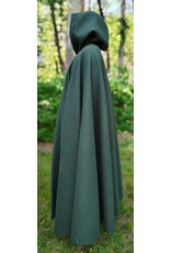 Cloakmakers.com 6057-Washable Long Green Fleece Cloak w/ Antique Bronze Tone Clasp