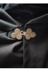 Cloakmakers.com 6058-Washable Long Black Wool Blend Mantle Cloak w/ Black Velvet Hood Lining & Triple Medallion Clasp