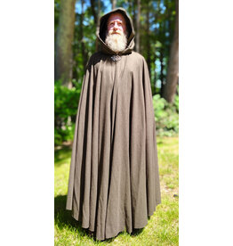 Cloakmakers.com 6059-Washable Brown Wool Blend Ranger Cloak w/ Black Velvet Hood Lining & Celtic Triquetra Knot Clasp