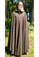 Cloakmakers.com 6059-Washable Brown Wool Blend Ranger Cloak w/ Black Velvet Hood Lining & Celtic Triquetra Knot Clasp