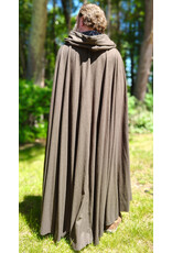 Cloakmakers.com 6059-Washable Brown Wool Blend Ranger Cloak w/ Black Velvet Hood Lining & Celtic Triquetra Knot Clasp