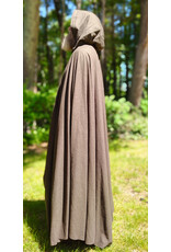 Cloakmakers.com 6059-Washable Brown Wool Blend Ranger Cloak w/ Black Velvet Hood Lining & Celtic Triquetra Knot Clasp