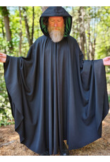Cloakmakers.com 6060-Washable Black Woven Wool Cloak w/ Emerald Green Velvet Hood Lining & Silver Tone Clasp