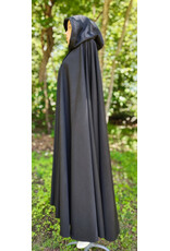 Cloakmakers.com 6060-Washable Black Woven Wool Cloak w/ Emerald Green Velvet Hood Lining & Silver Tone Clasp