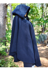 Cloakmakers.com 6061-Washable Midnight Blue Fleece Ruana Cloak w/ Gothic Rose Clasp