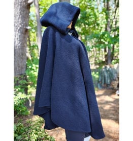 Cloakmakers.com 6061-Washable Midnight Blue Fleece Ruana Cloak w/ Gothic Rose Clasp
